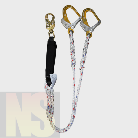 Guardian® Shock Absorbing Rope Lanyard - Aluminum Rebar Hook Connector  (Twin Leg)